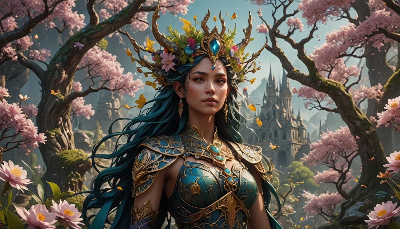 Detailed Matte Painting of Spring Goddess