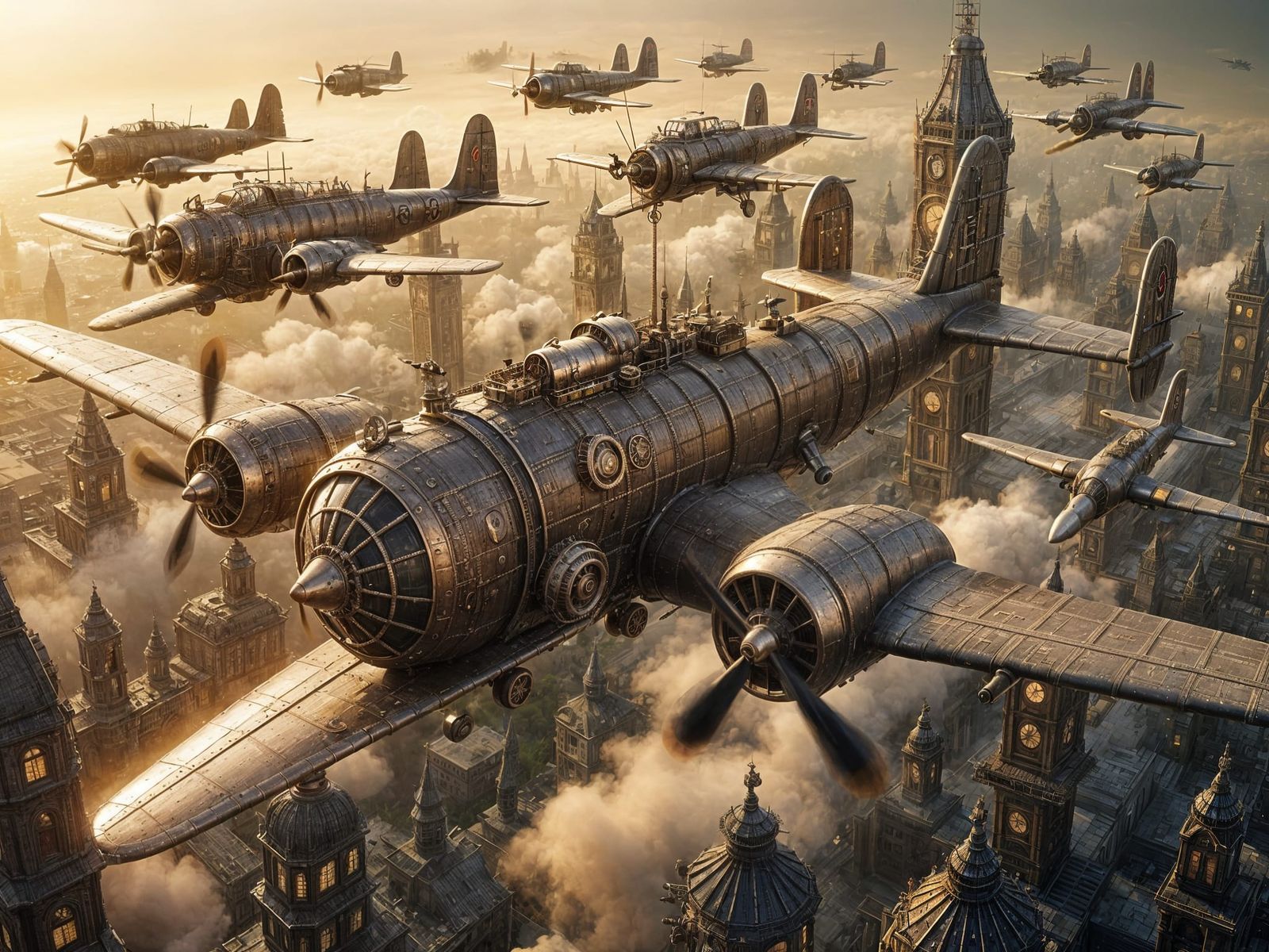 Steampunk WWII Bombers Soar Over Germany in Intricate Gearwo...