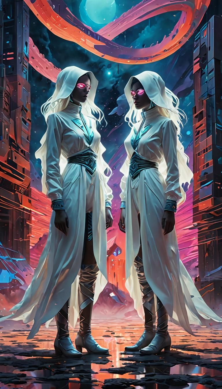 Dreamlike Encounter in a Neon Dreamscape