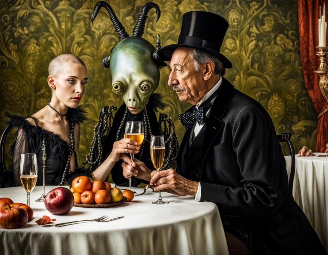 Surreal Alien Restaurant Celebration: Exotic Photography
