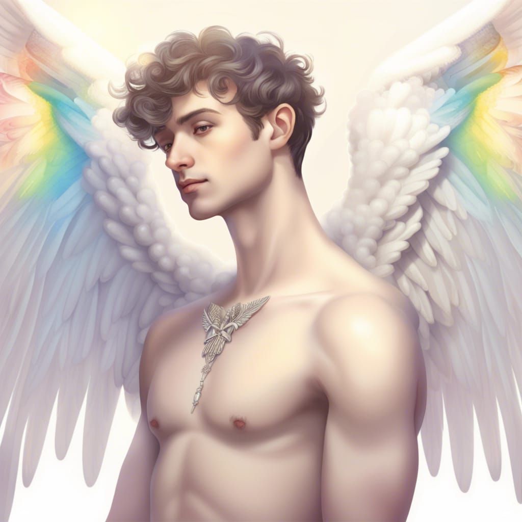 Radiant Gay Angel with Rainbow Wings