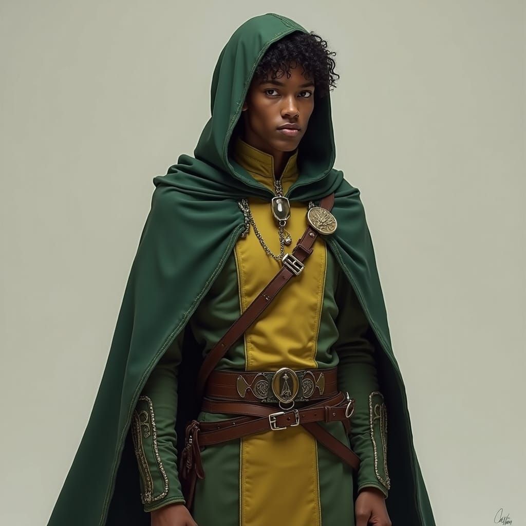 Mysterious Green Watcher in a Fantasy Realm