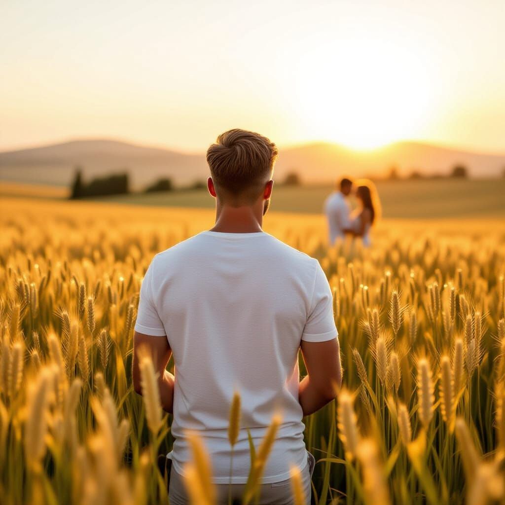 Tuscan Rye Field at Sunset in Cinematic Realism