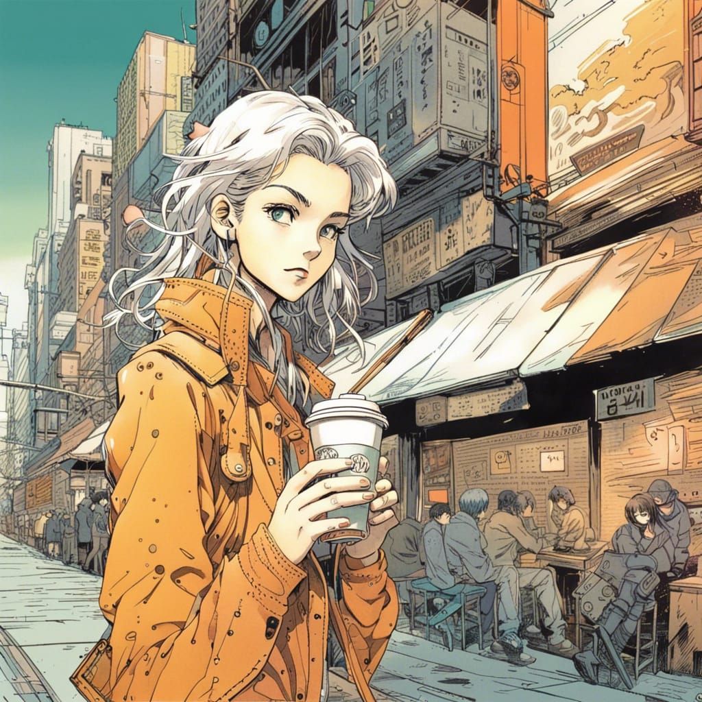 Lonely Figure in Vintage 90's Anime Style