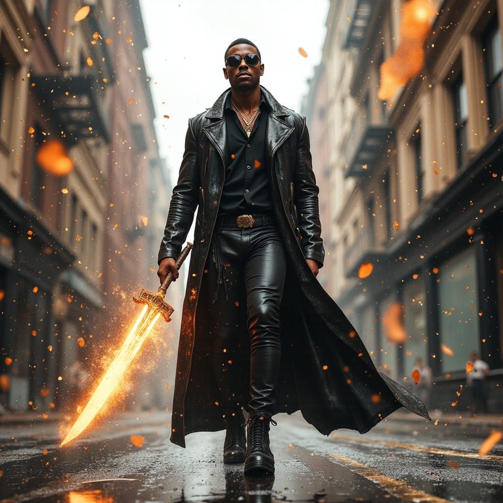 Monster Hunter God Michael B. Jordan in Cyberpunk NYC