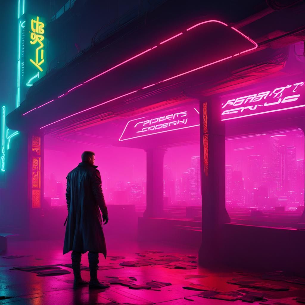 Neon Cityscape in Cyberpunk 2099 Style