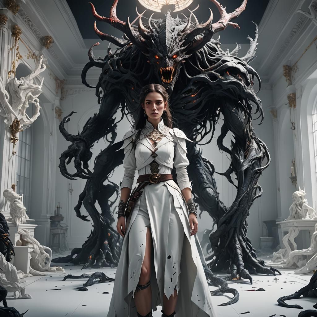 Chained Girl in Shadowy Room: Matte Painting