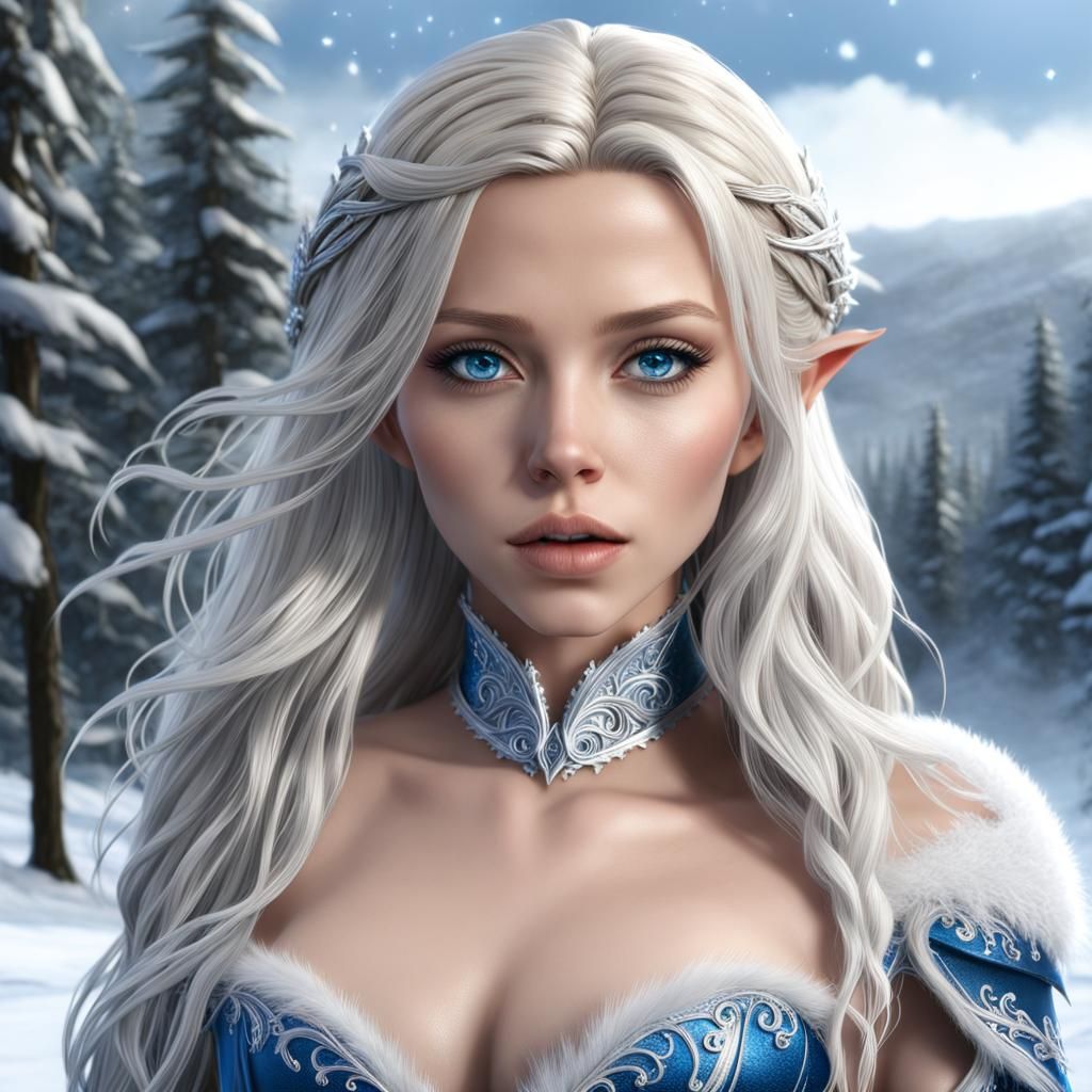 Gorgeous Elf Ice Princess in Hyperreal Detail