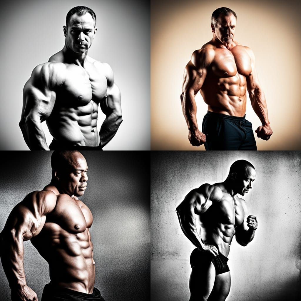 Muscular Bodybuilder Biceps Flex in Hyperrealistic Photo