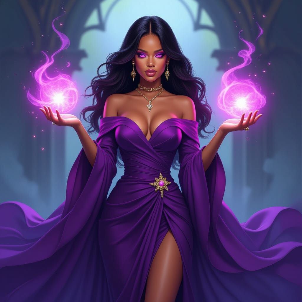 Rihanna as a Powerful Sorceress Conjuring Energy