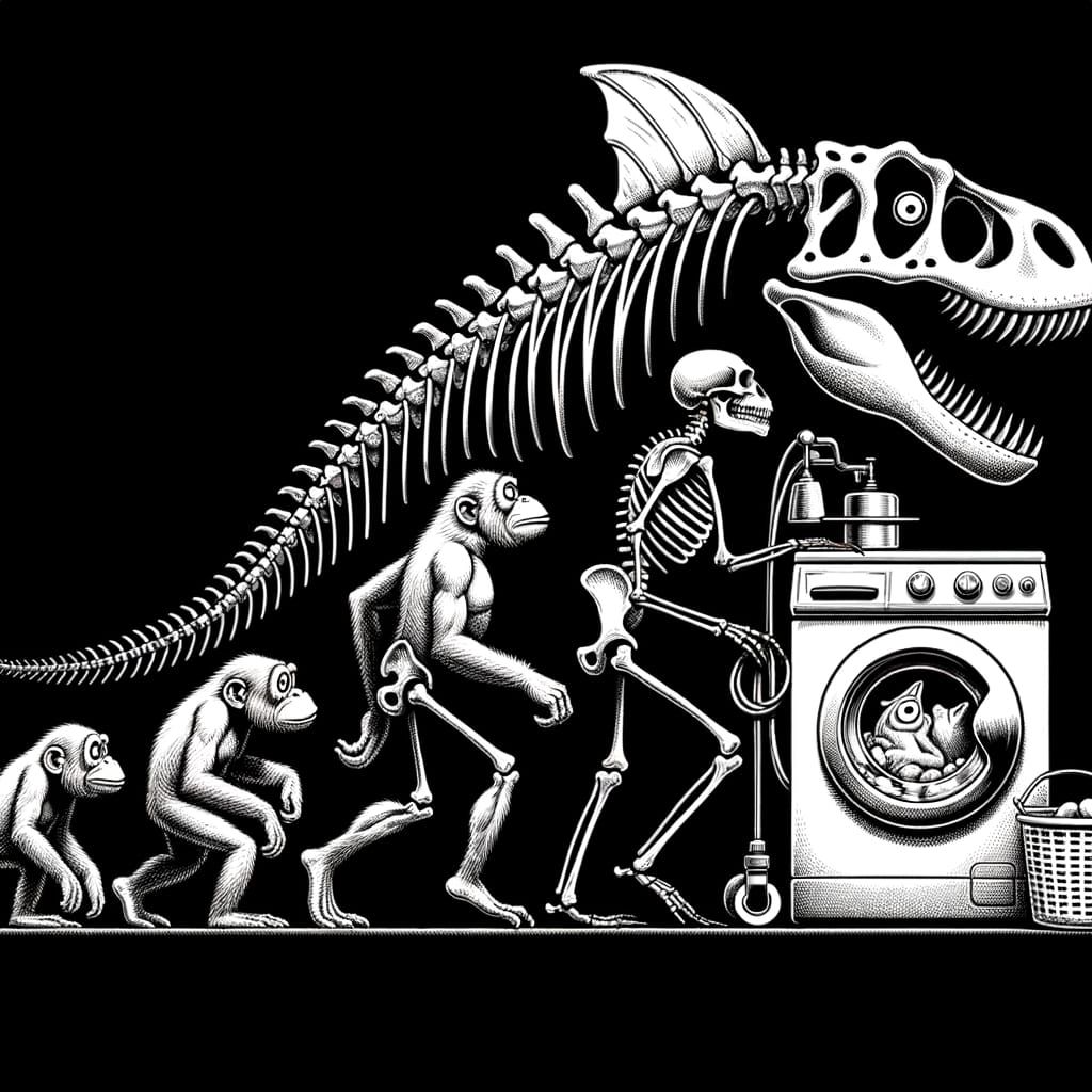 Neoclassical Evolution Tale in White on Black