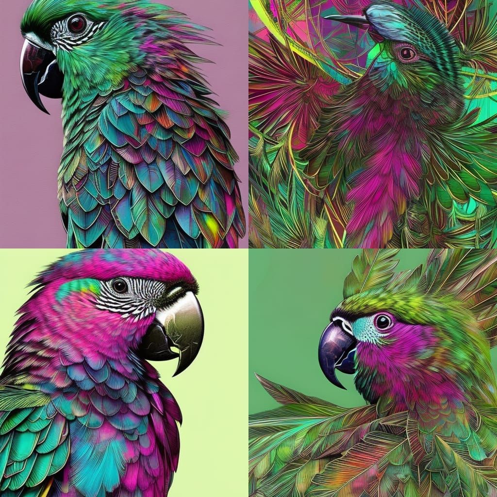 Exotic Parrot Portrait with Bronze Details