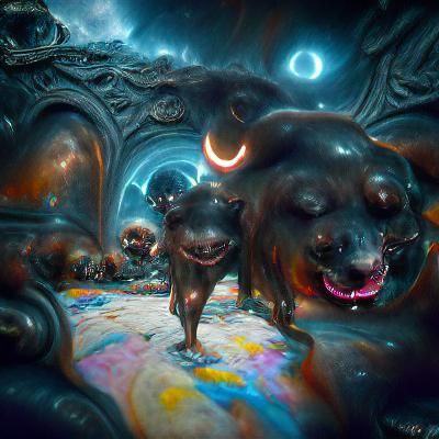 Cerberus Guards Hades Entrance: Detailed Matte Painting