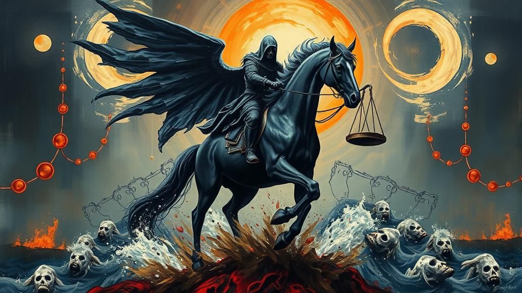 Black Horse and Spectral Rider in Dystopian Surrealism