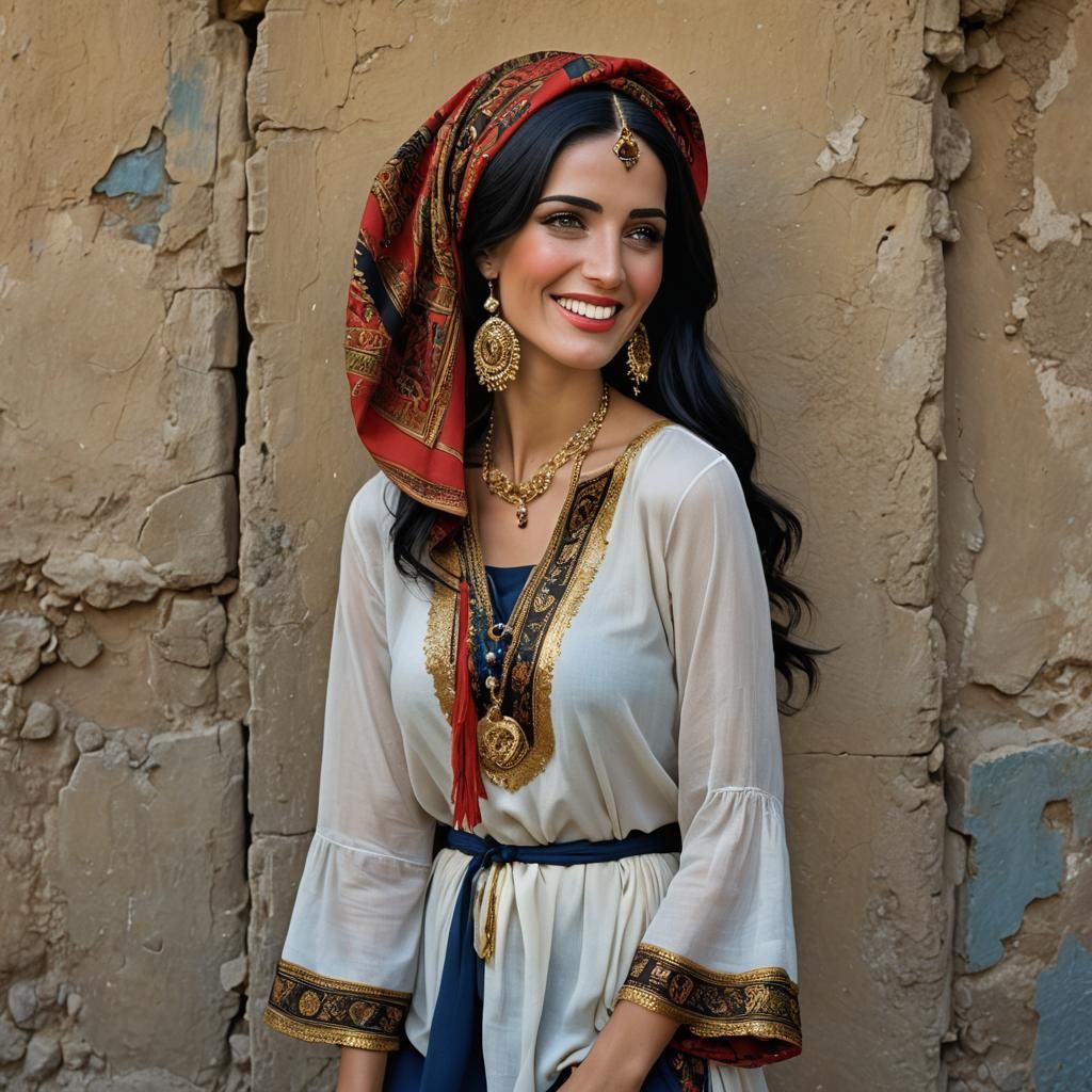 Italian Woman in Roman Setting: Hyperrealistic Digital Art