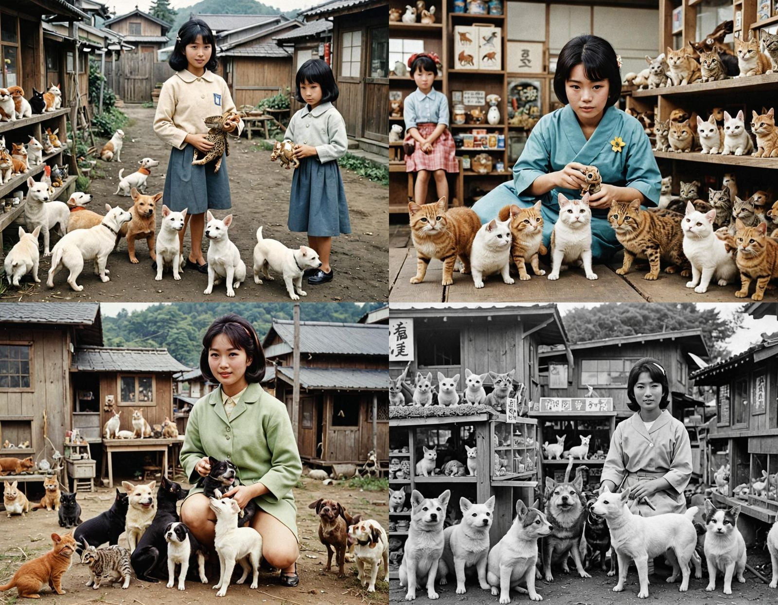 Surreal Kawaii Creatures in a Retro Japanese Village Pet Sho...