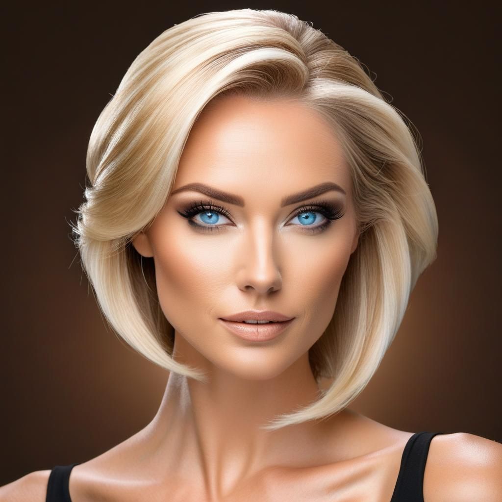 Blonde Woman Portrait with Airbrush Effect