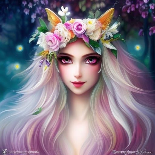 Enchanted Unicorn in Wildflower Forest: Fantasy Art