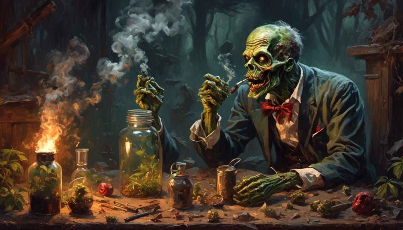 Zombie Smoker in Retro Rockabilly Style