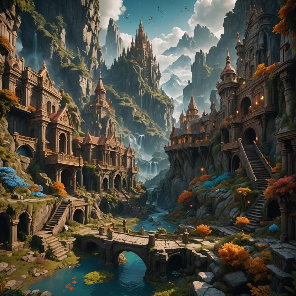 Fantastical Ancient Ruins in Detailed Matte Painting
