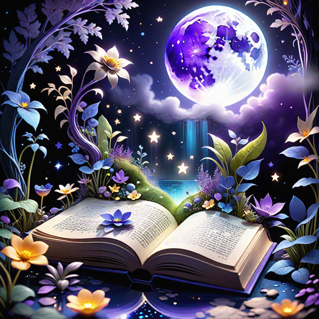 Whimsical Book Garden Wonderland Blooms with Fantasy Adventu...