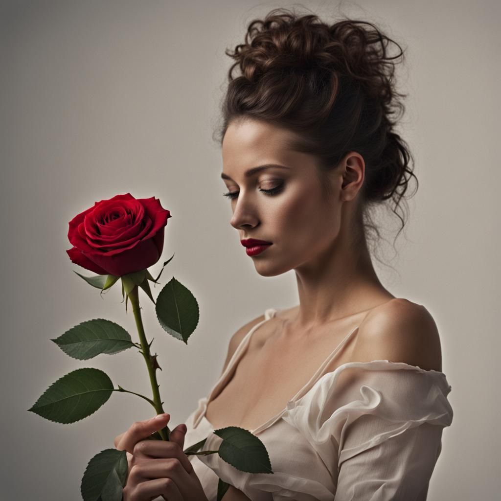 Woman and Rose: Simple AI Image