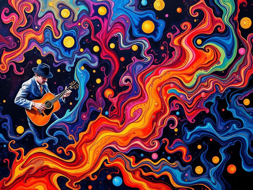 Ragtime Band in Fluid Gouache Painting Style