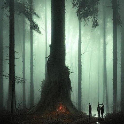Sinister Figure Alone in Dark Forest