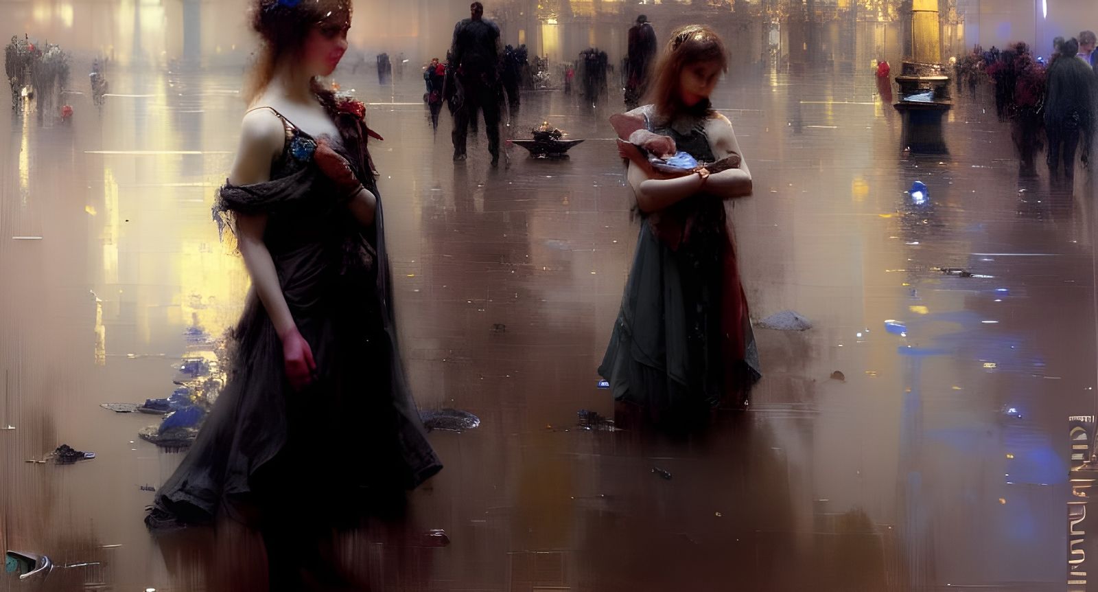 Dark Academia Scene in Classical Style