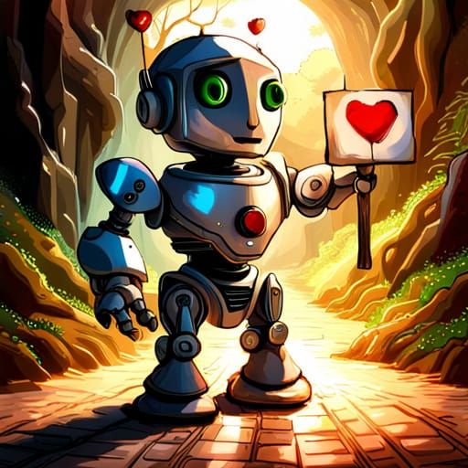 Heart Sign Robot in Dark Fantasy Style