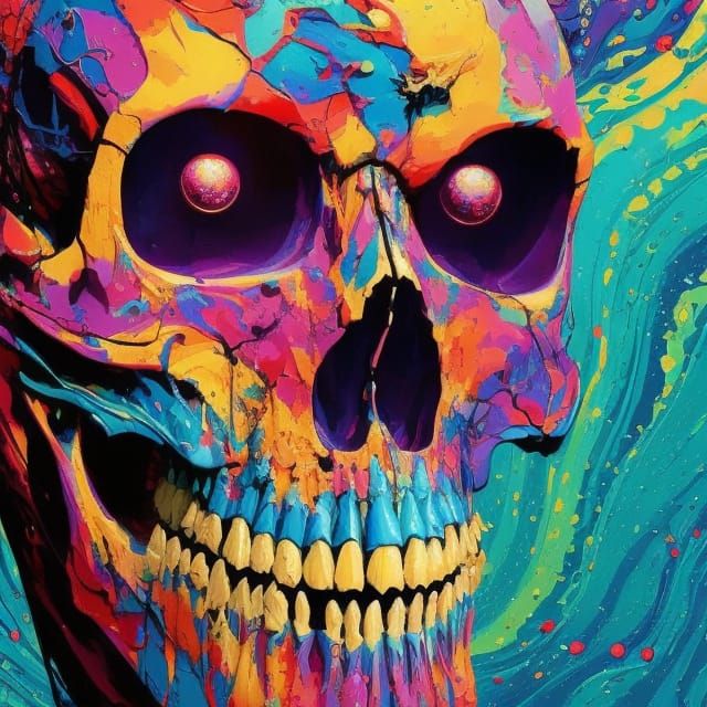 Colorful Skull in Borderlands Style