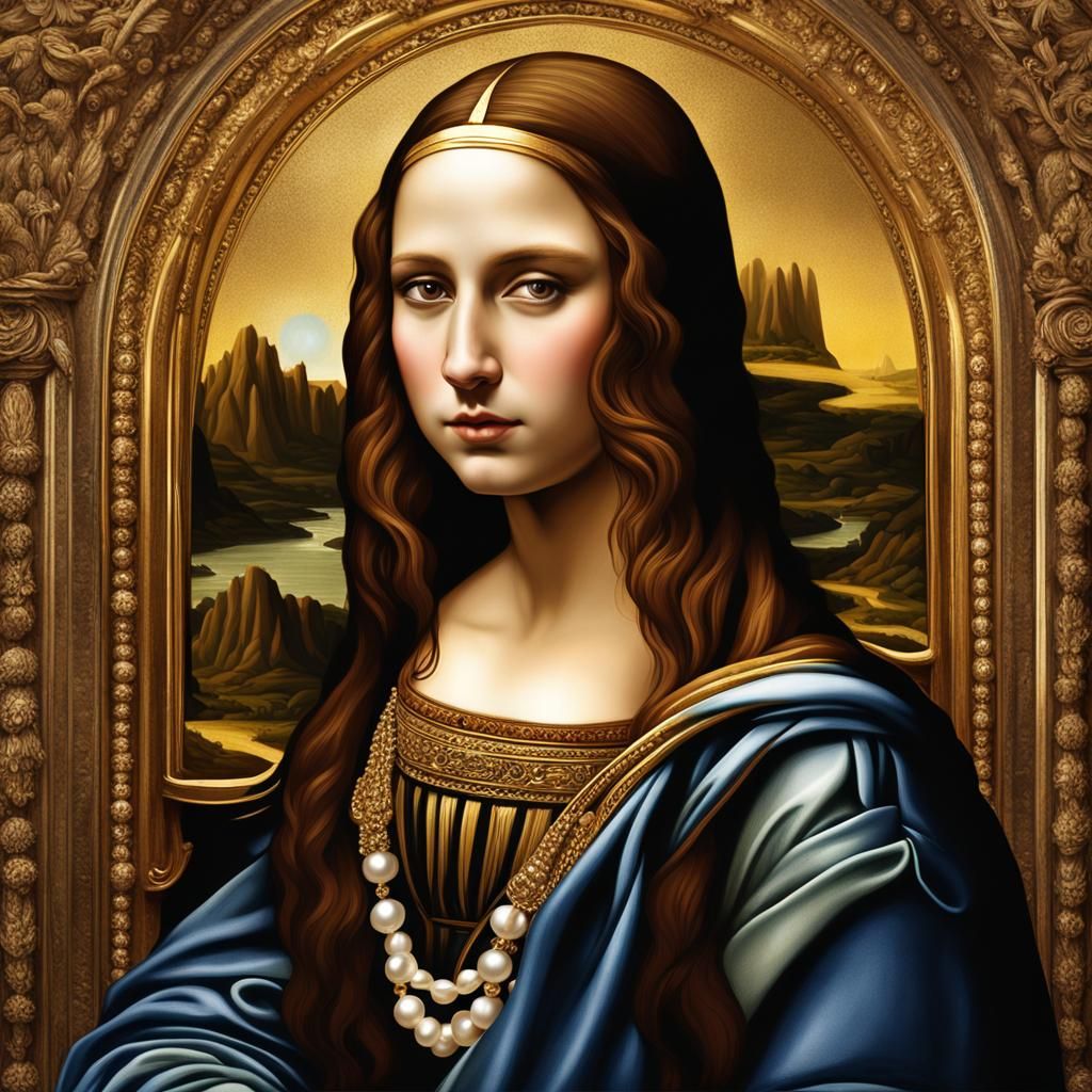 Gothic Venus with Gold Halo in Mona Lisa Style