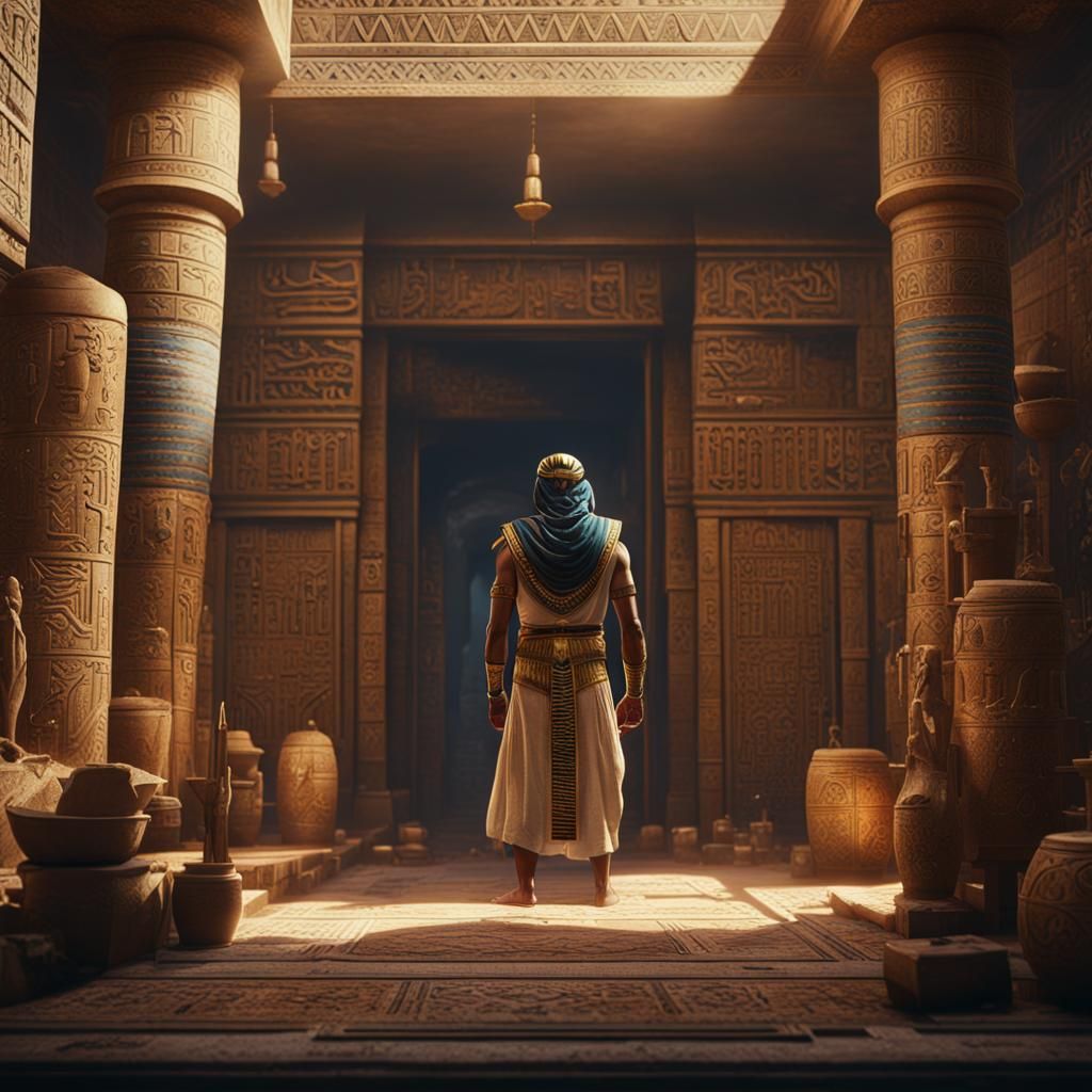 Egyptian Man in His Home: Fantasy Concept Art