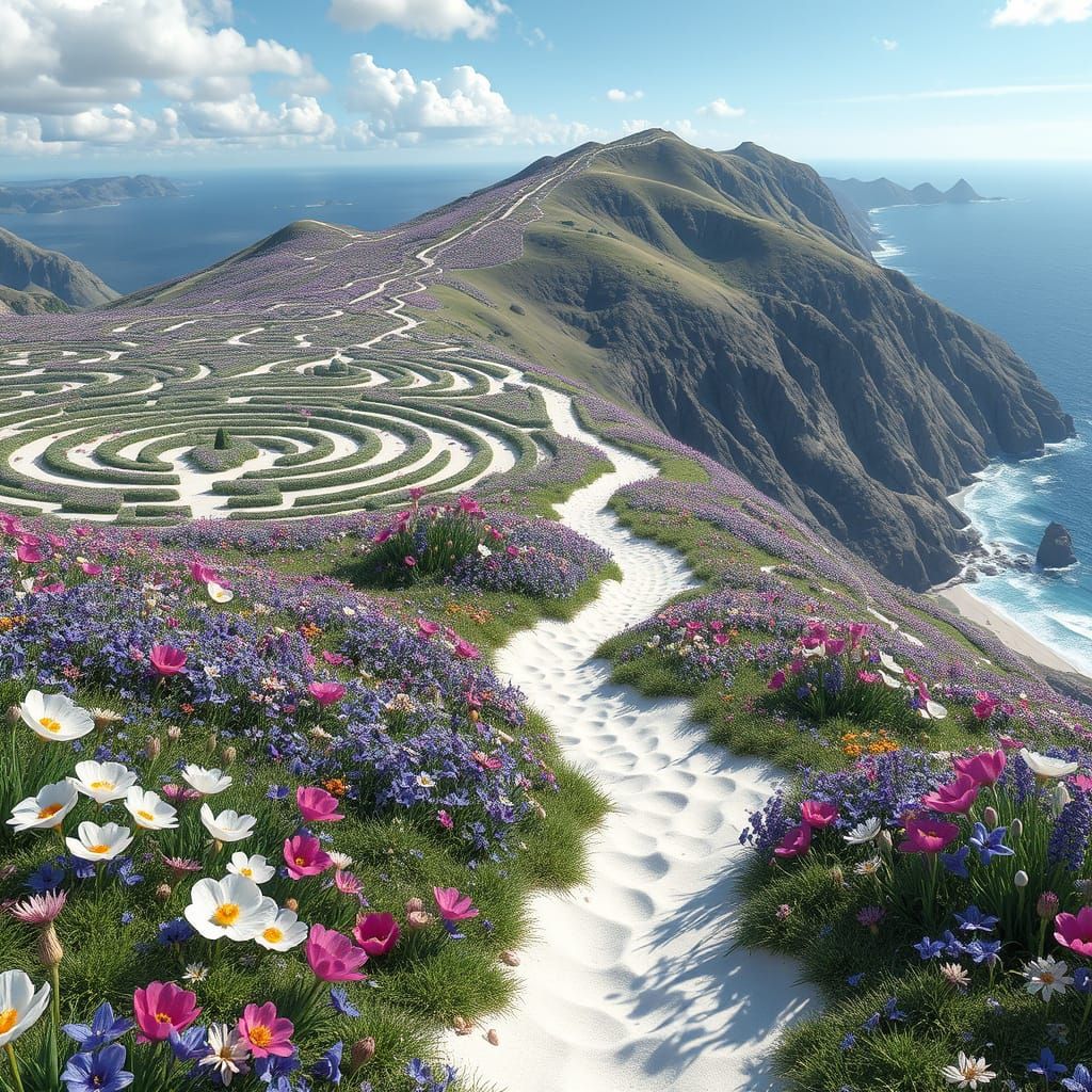 Whimsical Garden Paradise on a Sun-Kissed Slope