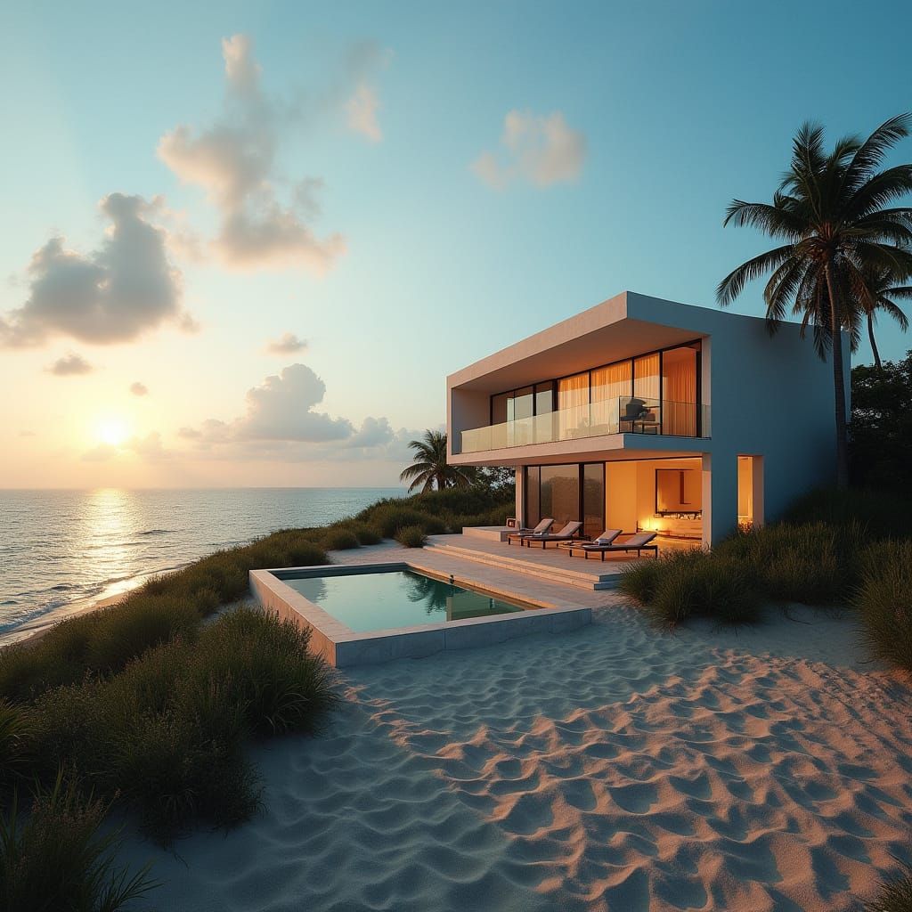Modern Tech Home with Ocean View, Cinematic Style