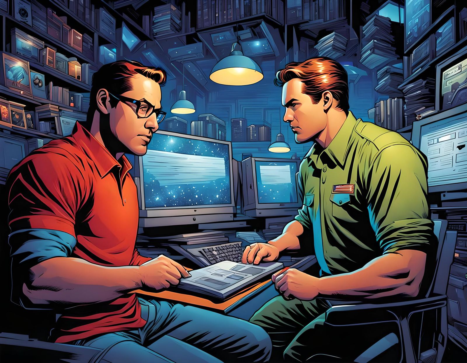 Data Entry Worker in Comic Book Art Style
