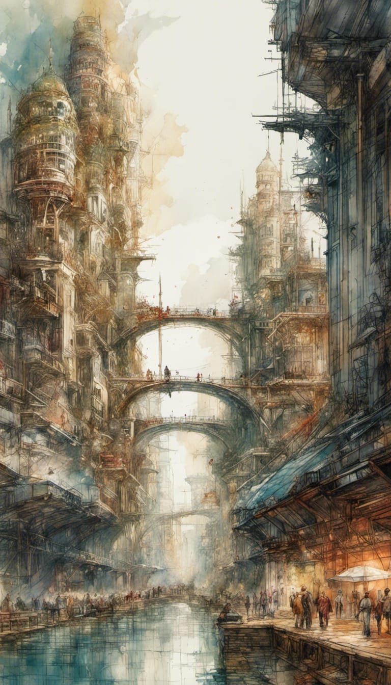 Utopian High-Tech City of the Future in Anime Style