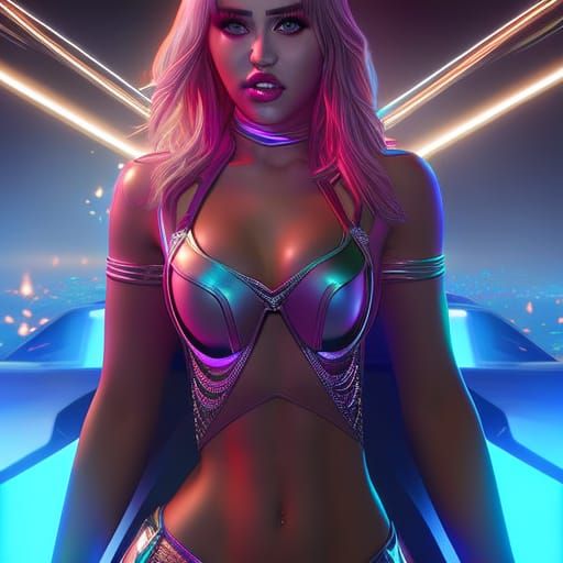 Miley Cyrus Portrait with Tron Lighting