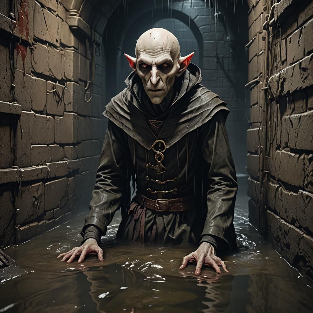 Nosferatu in Sewer: Detailed Matte Painting