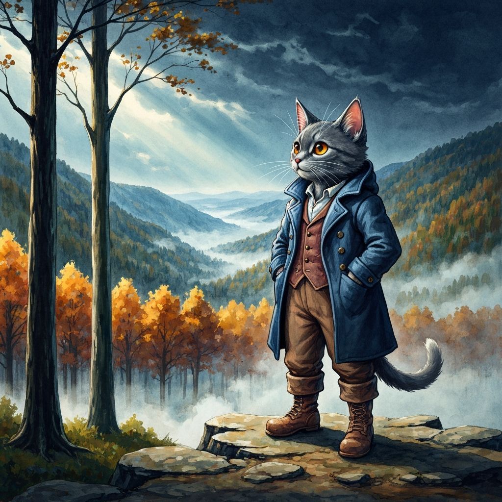 Anthropomorphic Kitten in Watercolor Style