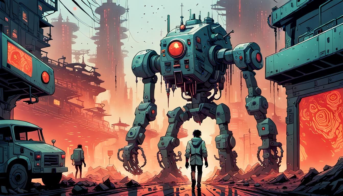 Zombie Mecha Lab Scientist in Cel-Shaded Style