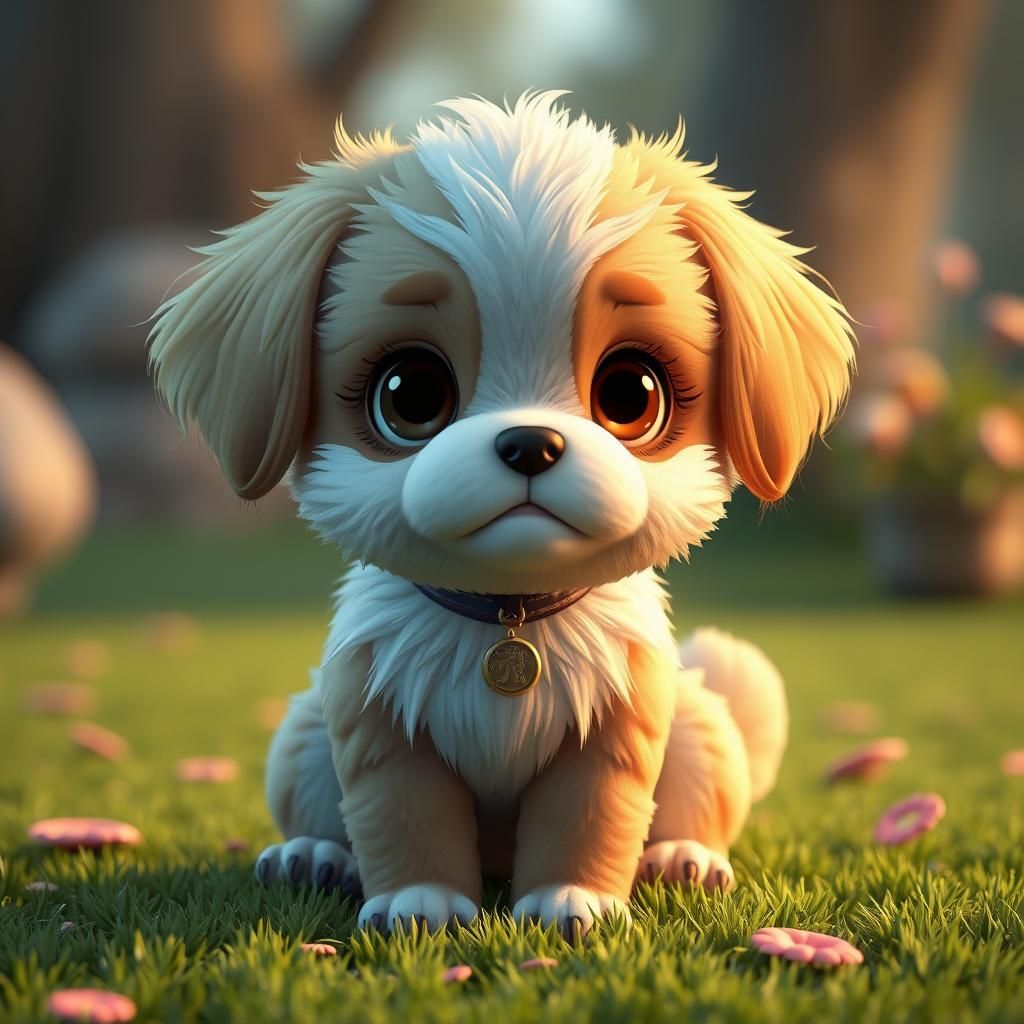 Cute Dog in 3D Anime Art Style