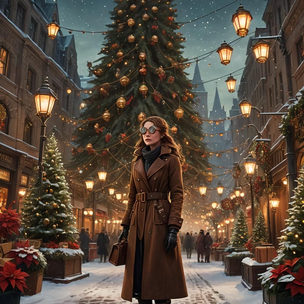 Steampunk Christmas: Poinsettias and City Lights