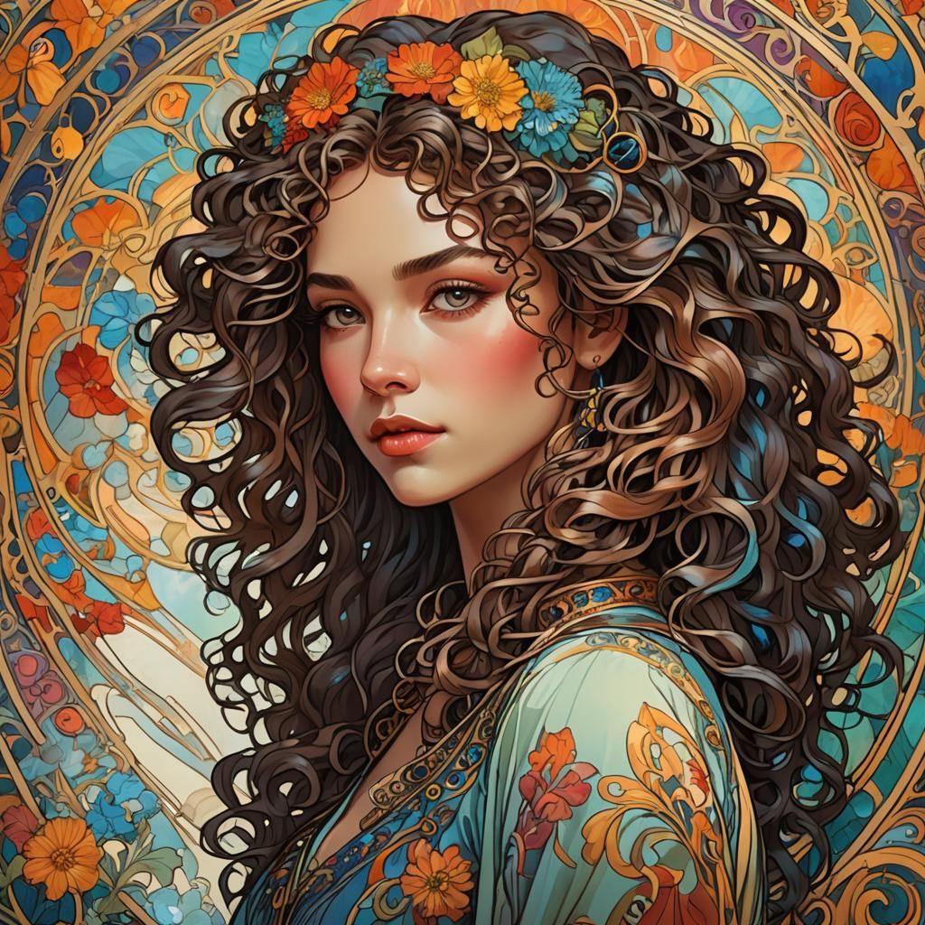 Art Nouveau Portrait in Digital Art Style