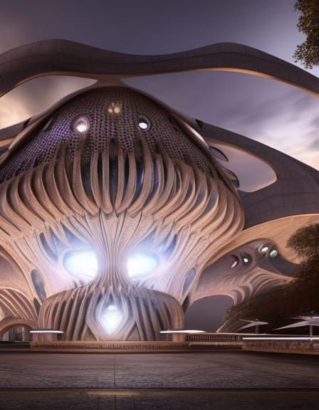 Steampunk Mushroom Villa in Art Nouveau Style