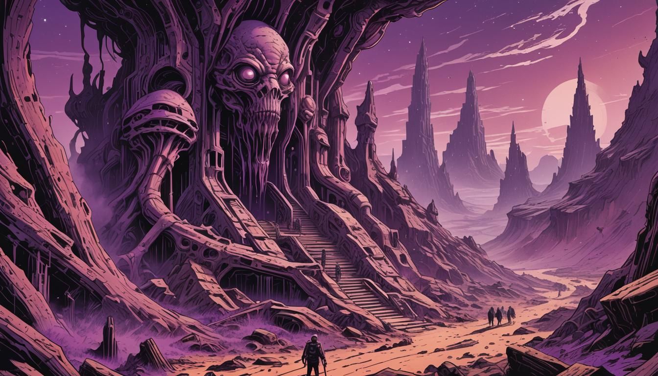 Alien Ruins on Mars in Polish Comic Style