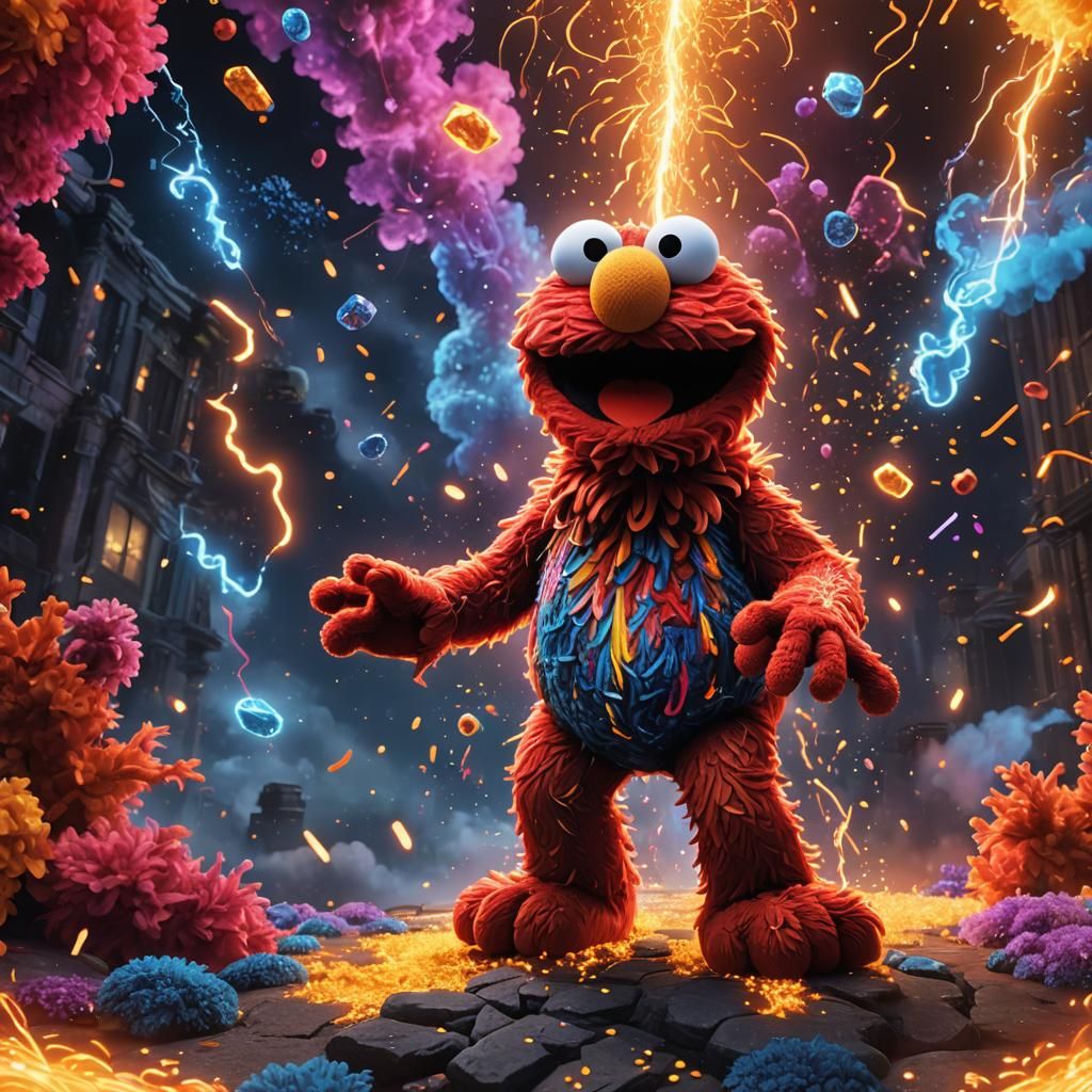 Elmo as Hero in Fantasy World, 3D Graphics