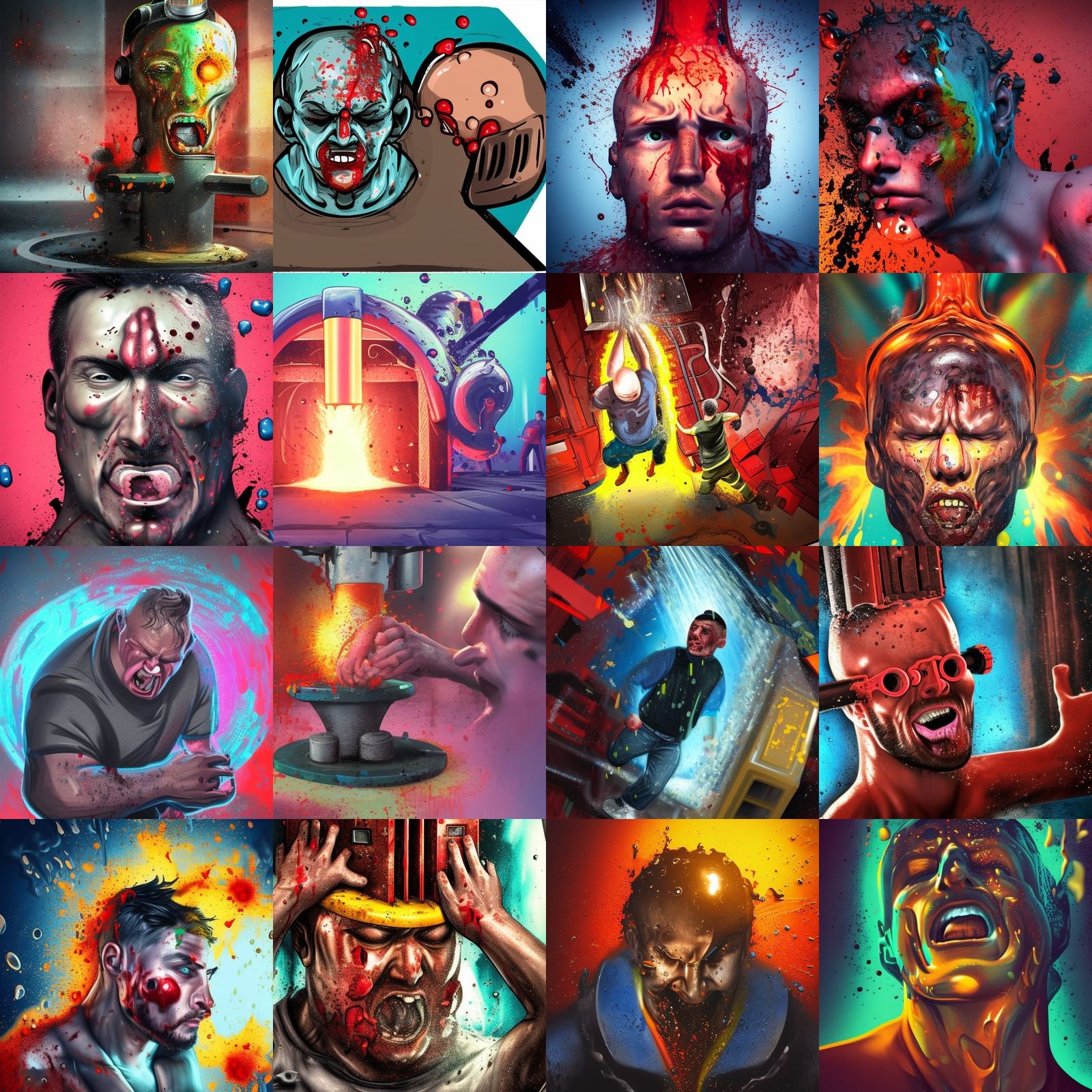 Hyperrealistic Hydraulic Press Crushing Head