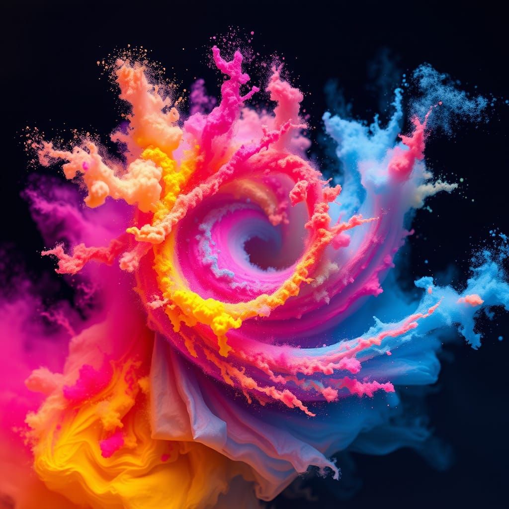 Vibrant Swirl of Colorful Pigment Cloud