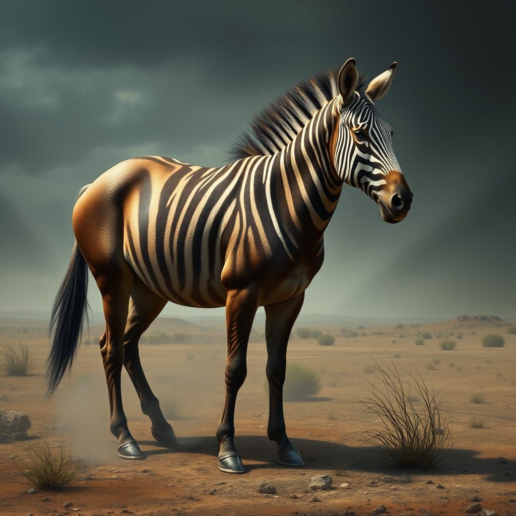 Extinct Zebra Relative in Earthy Landscape